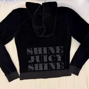 Juicy Couture Black Velour Zip-Up Hoodie